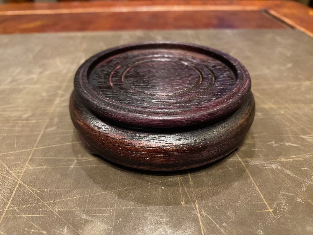 ベトナム　クアンドゥック陶器鑑賞台付　一輪挿し　ヴィンテージ　レア 茶器小物