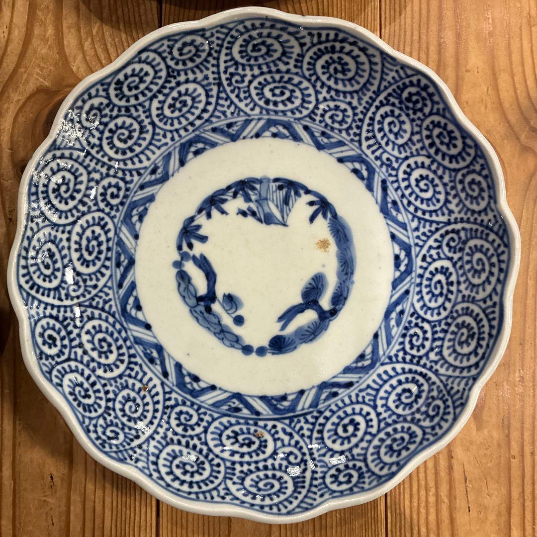 古伊万里　蛸唐草 平皿　4枚　21cm 成化年製