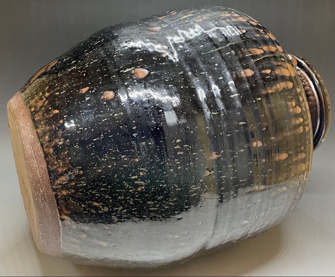 丹波焼　丹泉窯　四耳壺　葉茶壺　特大40cm 　e9033