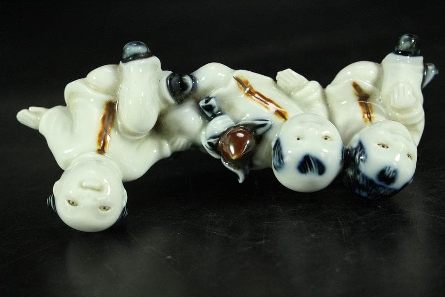 古平戸 唐子 筆架 文房具 時代物(K-YC455)