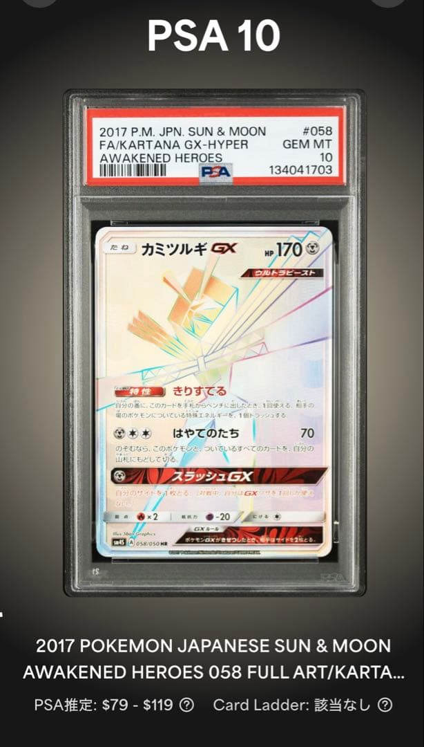 【希少】【PSA10】カミツルギGX HR 058