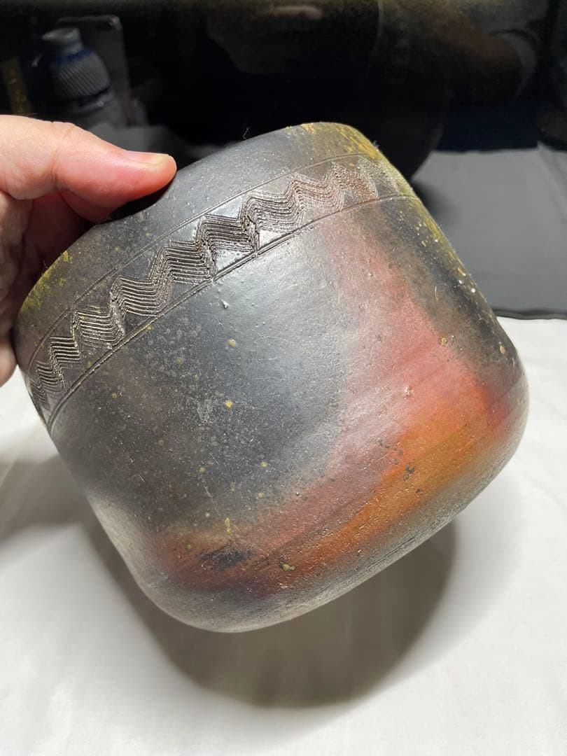 備前焼。缽。盆。茶道具。水指。平成時代。美品。