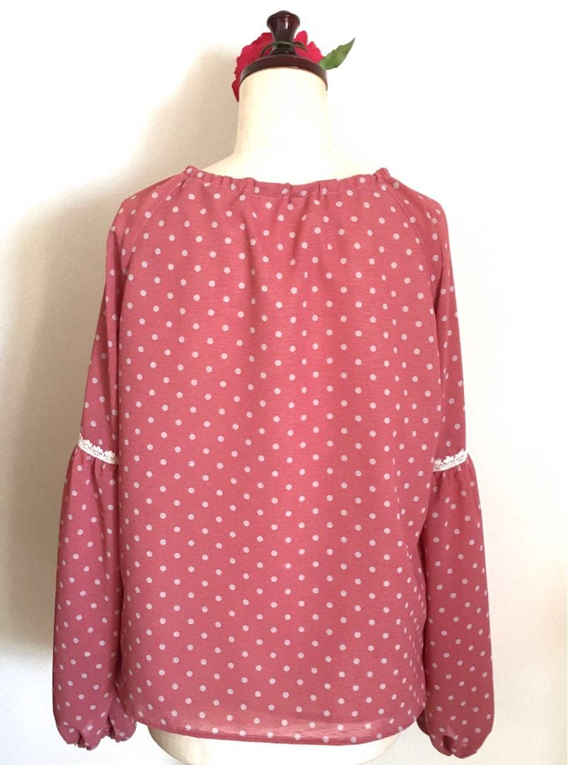 フラメンコ衣装 ふんわりブラウス くすみピンク水玉