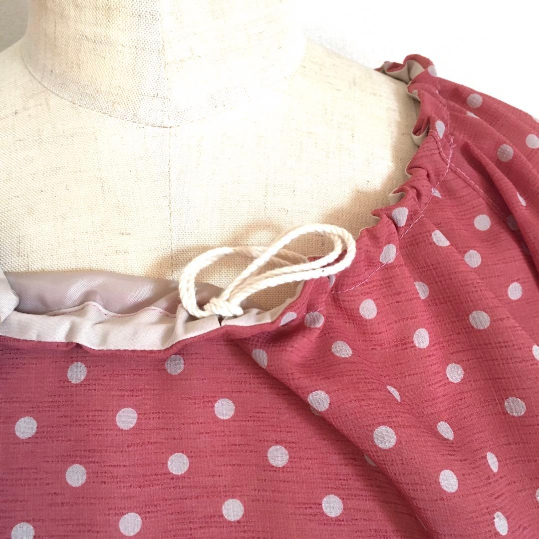 フラメンコ衣装 ふんわりブラウス くすみピンク水玉