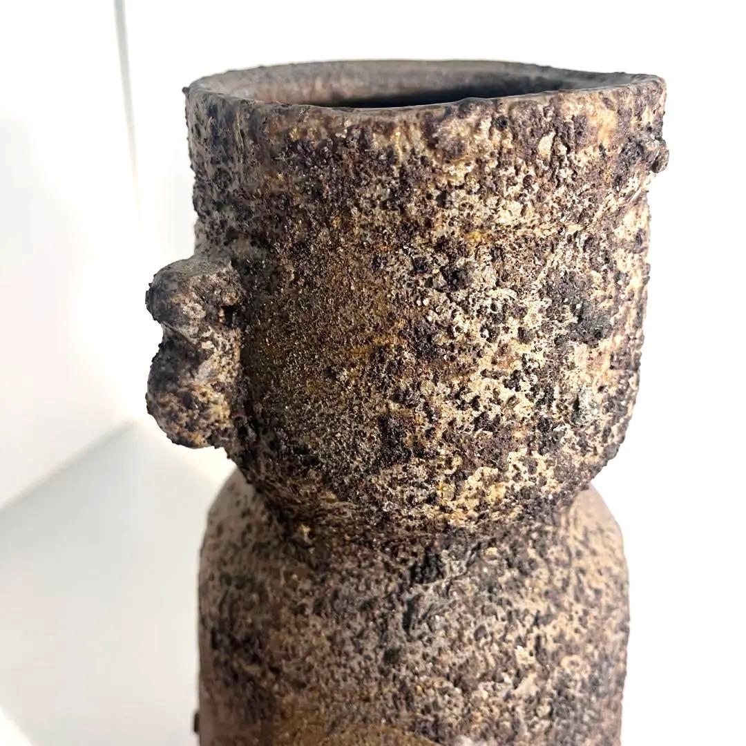 備前窯変耳付花入　備前焼　人間国宝　花器　花生け　花瓶　名工