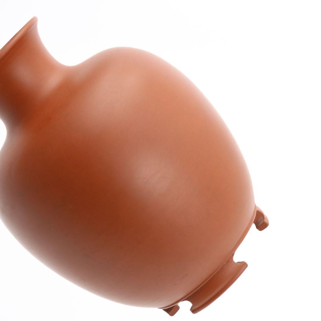 初代 山田常山作 常滑朱泥酒壷 一対 酒器 三代常山識箱 共箱共布　OE468