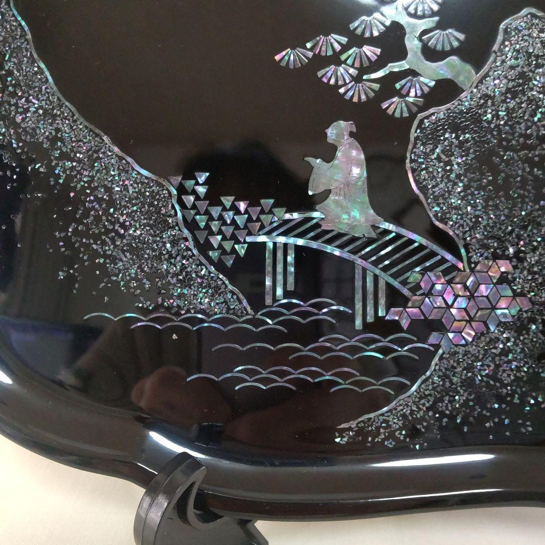 螺鈿細工 飾り盆 飾り皿 高岡漆器 青貝塗 繊細優美 伝統工芸品