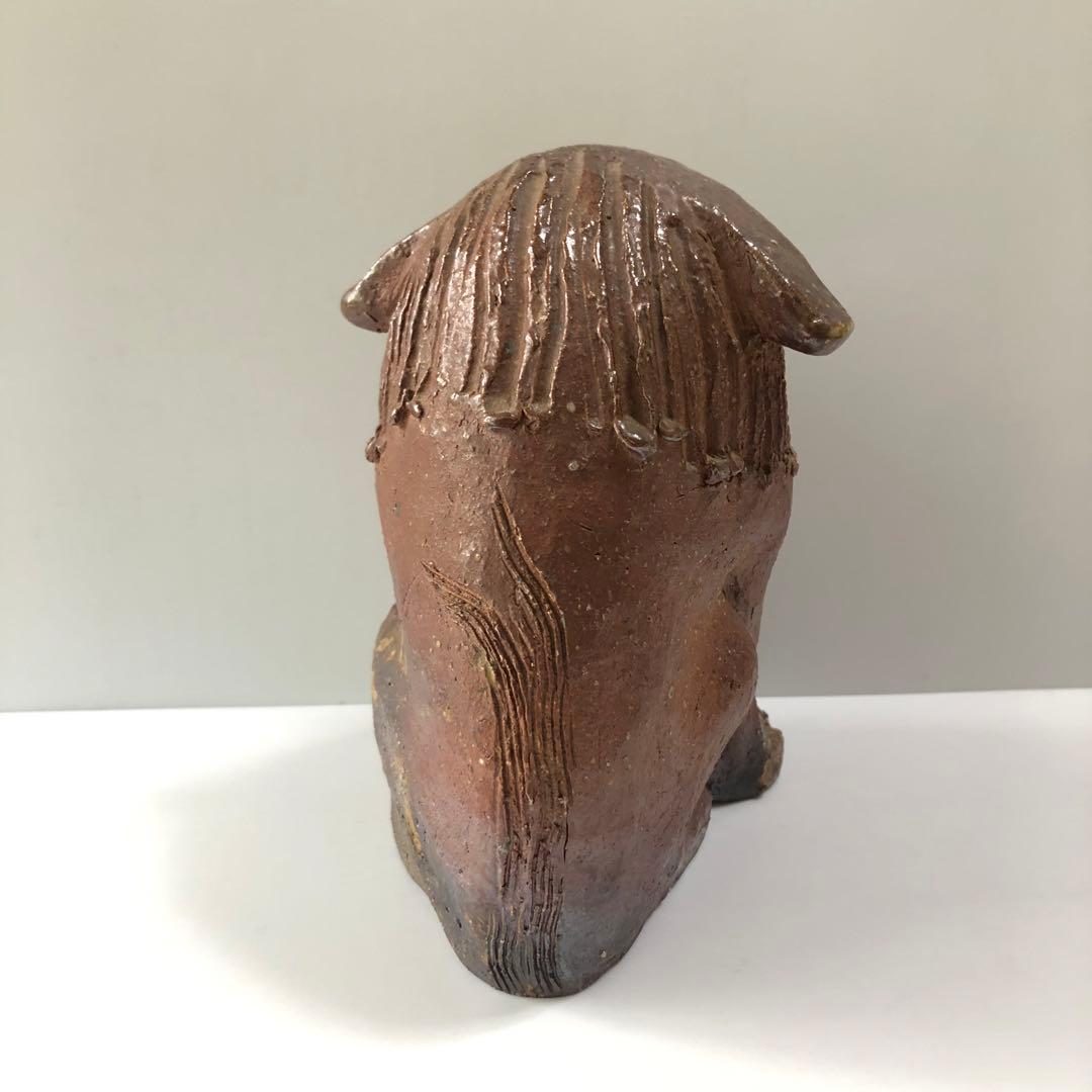 備前焼　置物　狛犬　シーサー　阿吽　魔除け　時代　アンティーク　民芸　手作り