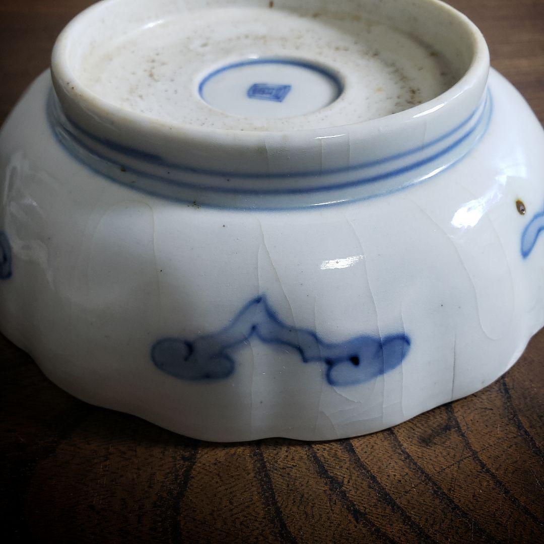 なます皿 古伊万里 色絵付 花唐草 丸文様 亀甲 アマテ ニュウ 欠け ロ号