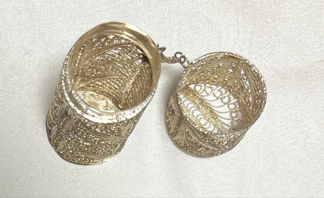 【未使用】アンティーク　銀線細工　香入　ケース