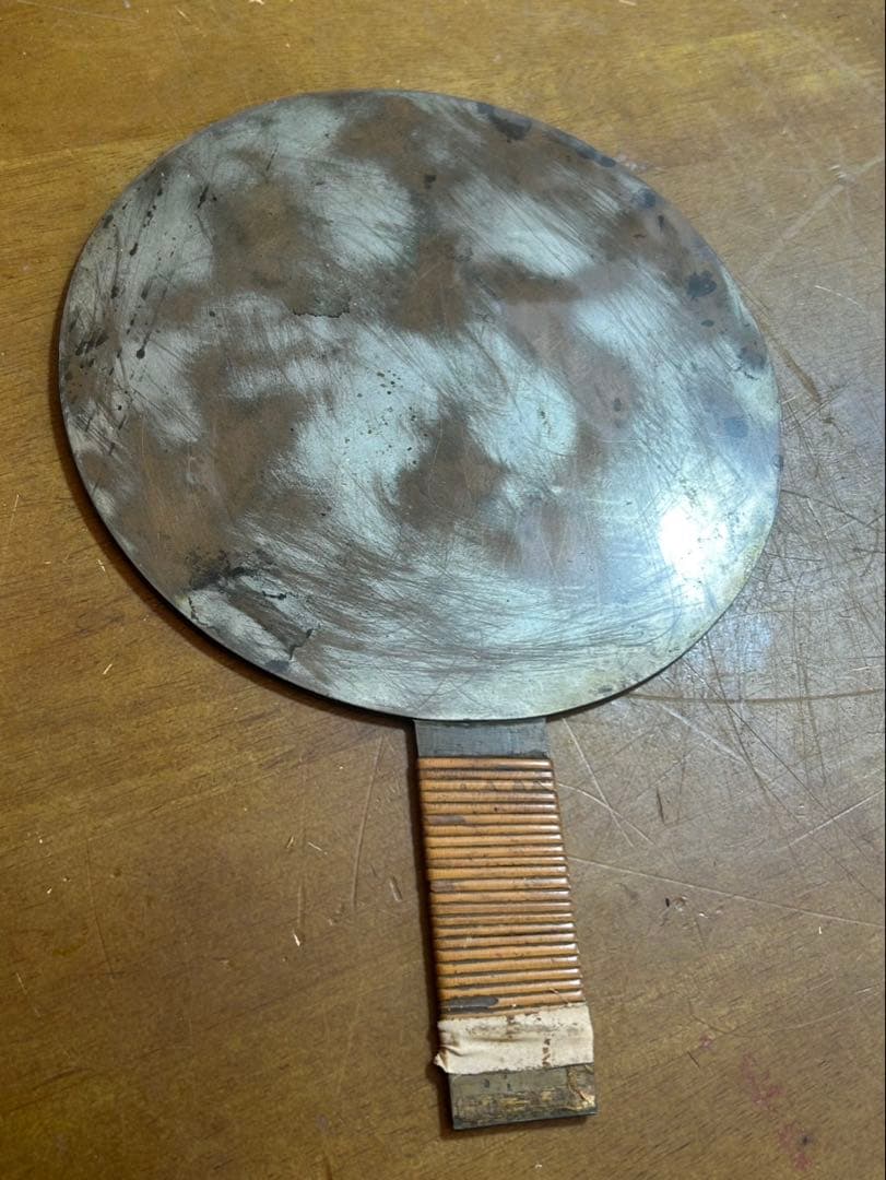 銅鏡 天下一 岩井丹波守正保 鶴松図 古鏡 レトロ 壁掛け 鋳銅