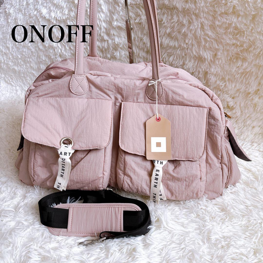 【新品・タグ付き】ONOFF オノフ ボストンバック ナイロン ダスティピンク