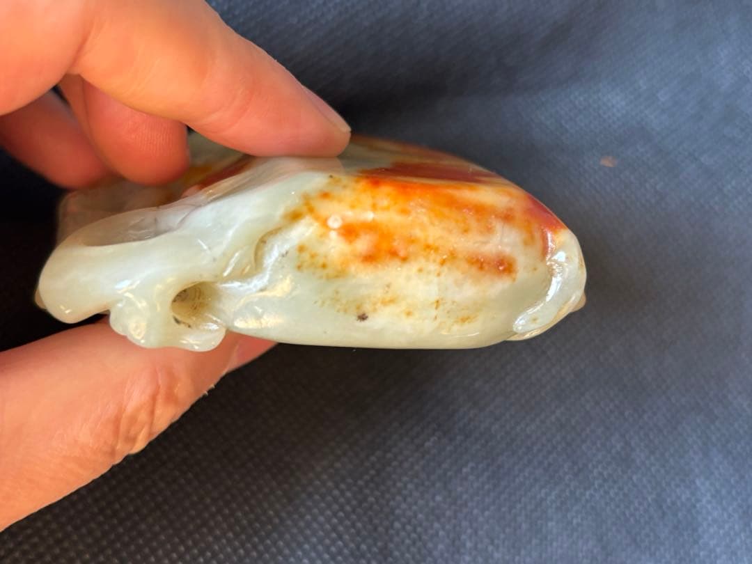 中国古美術品　清の時代　和田青白玉 砡　梅文筆洗　蘇工　172g