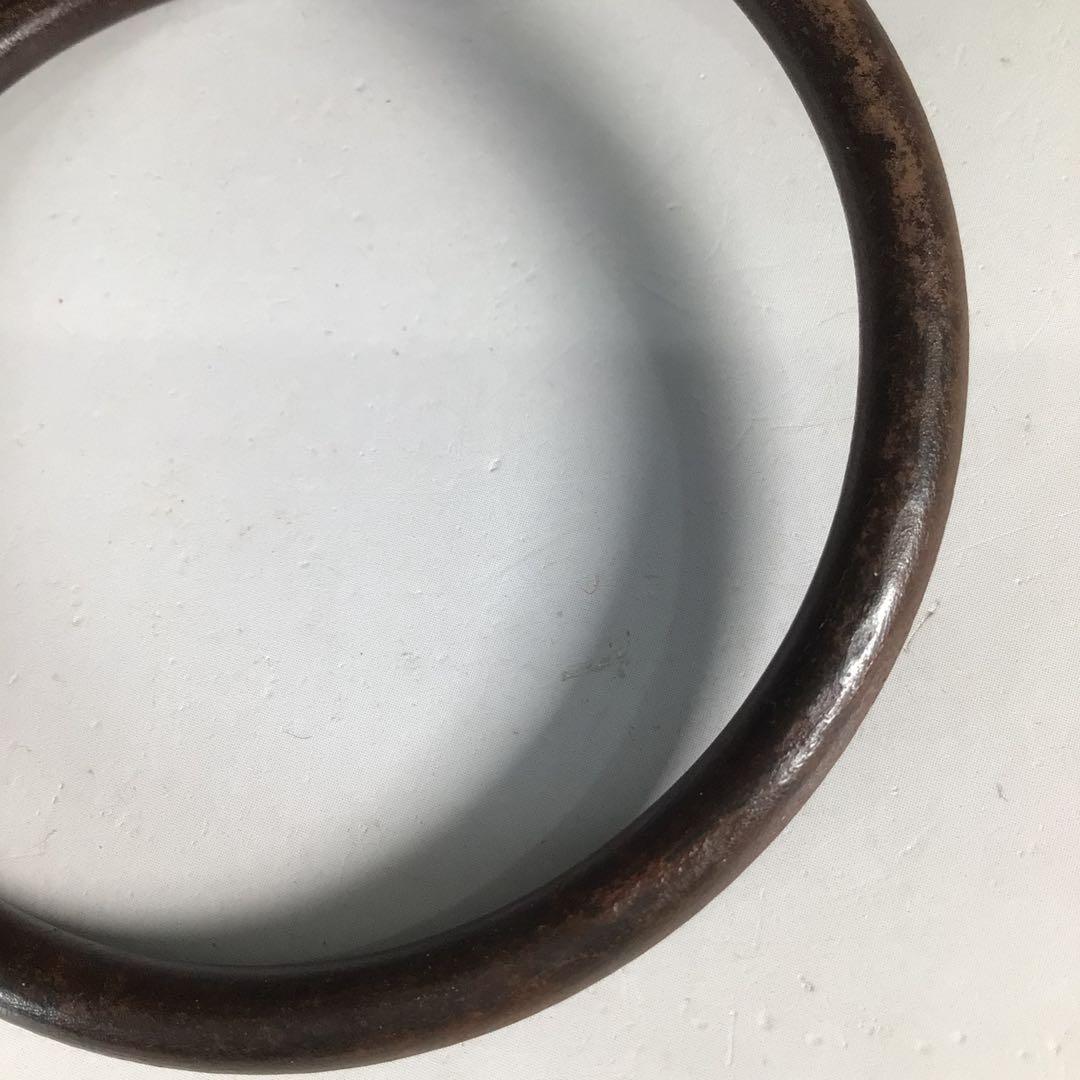 Ｎ５２４　釜釻　『加藤忠三郎(了三)造』『鉄製』『釜鐶』　共箱　茶道具