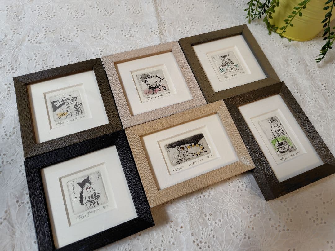 山岡康子❁猫の版画全6種