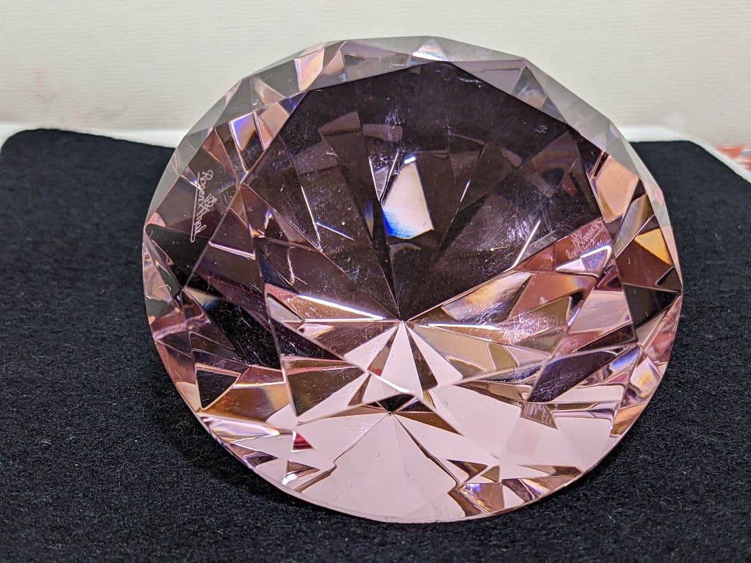 ♦ローゼンタール ドイツ製 ダイヤモンド形ピンク色 ガラスペーパーウェイト