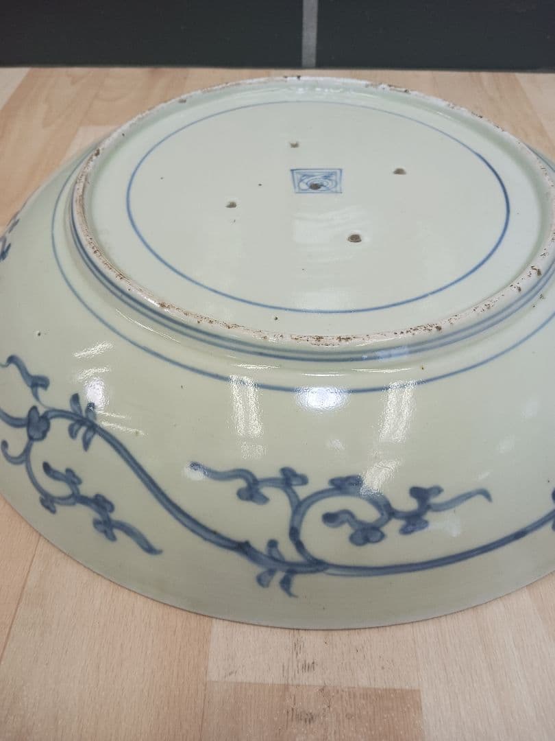 時代物　江戸期　蛸唐草　大皿　二重渦福　時代箱付　ほぼ無傷