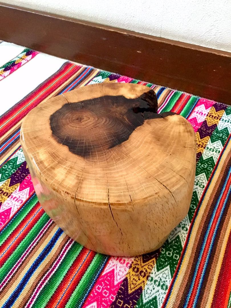 完売　天然楢の木で作成【表はミニちゃぶ台/裏は薪割り台】両面使えて便利！