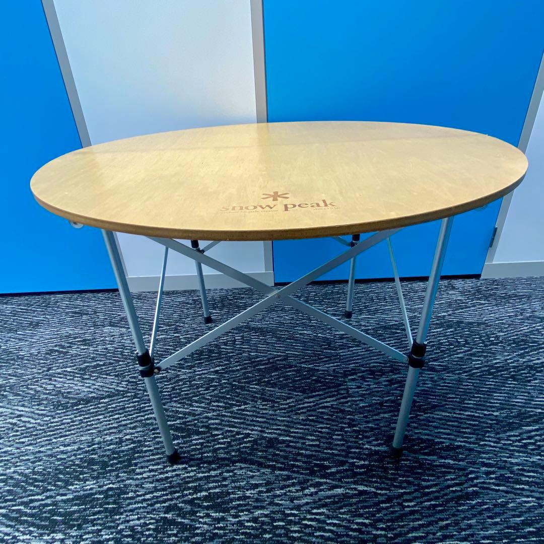 【廃盤・希少】スノーピーク ローテーブル ラウンド（シナベニア天板） ※破損あり