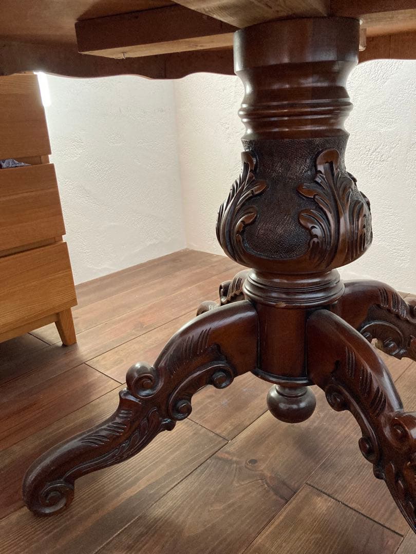 アンティーク　ラウンド　ダイニング　テーブル　イギリス　マホガニー