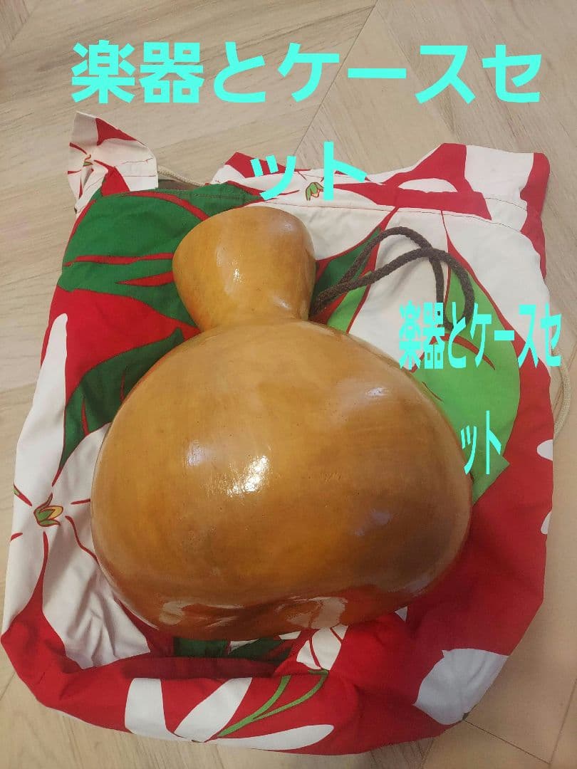 フラダンス　イプ　 赤緑花柄袋付き