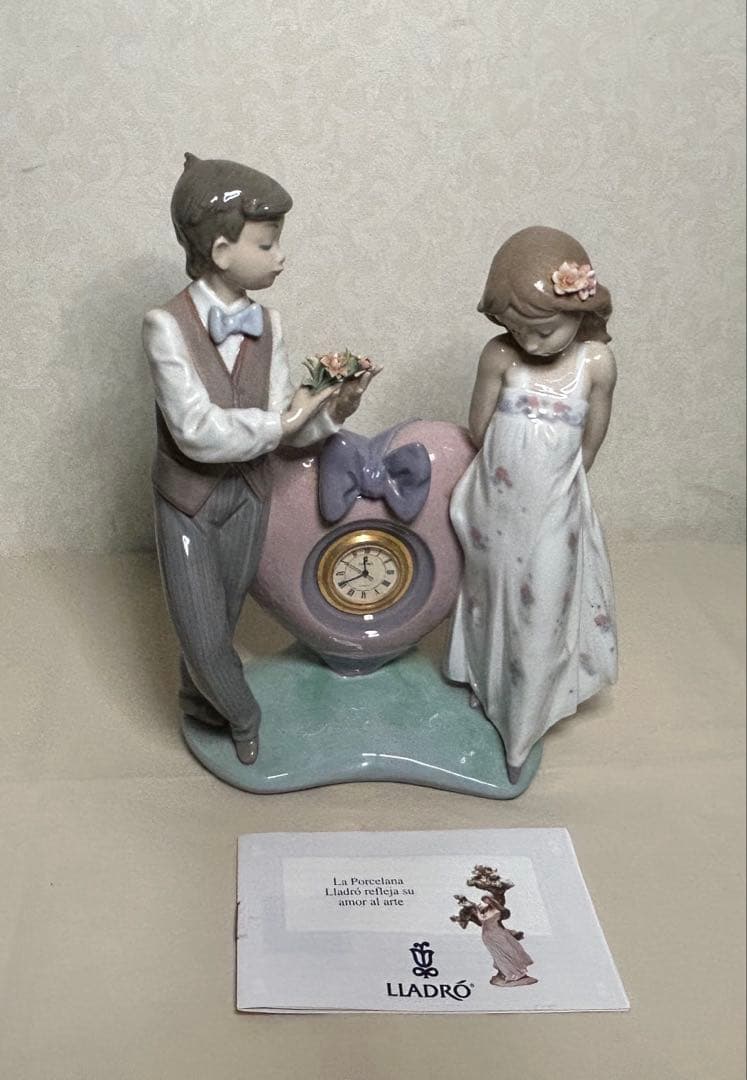 LLADRO 少年と少女 フィギュリン 時計付き 廃盤 美品 元箱あり