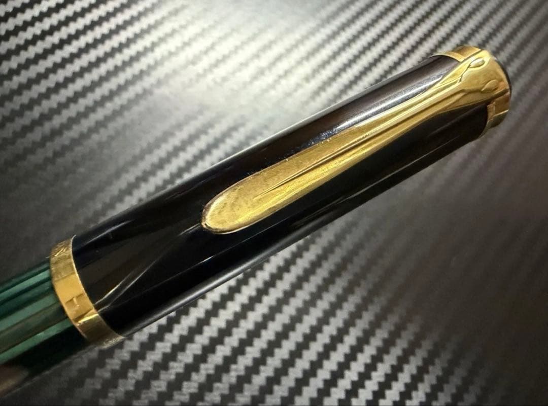 極美品 ペリカン 400 緑縞 F 細字 万年筆
