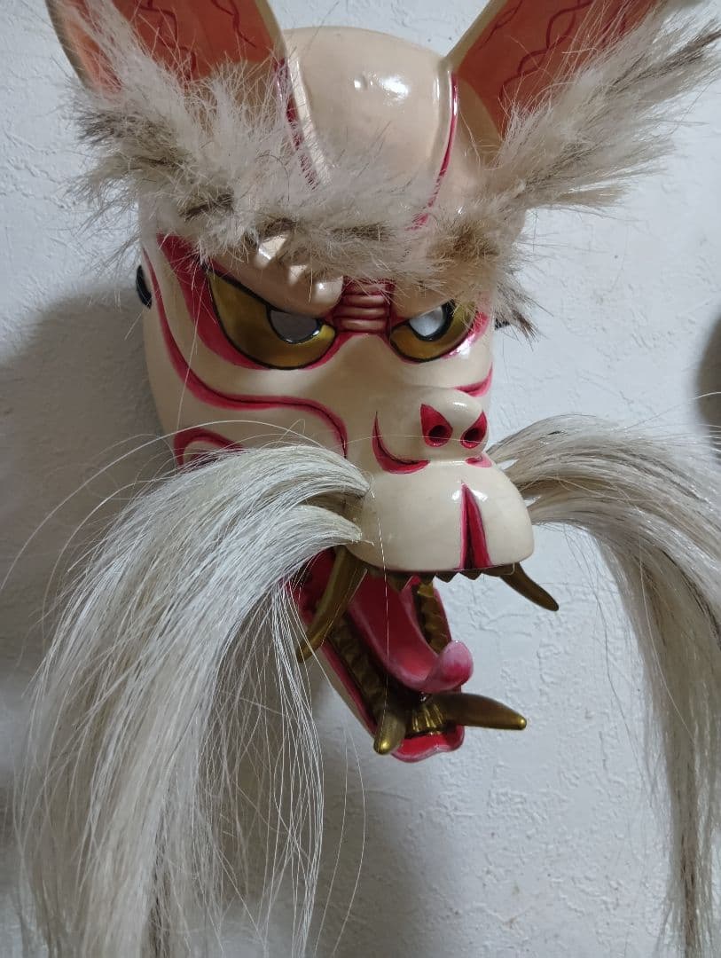 狐面(悪狐) 木彫 彫刻 祭り お面 仮面 伝統芸能