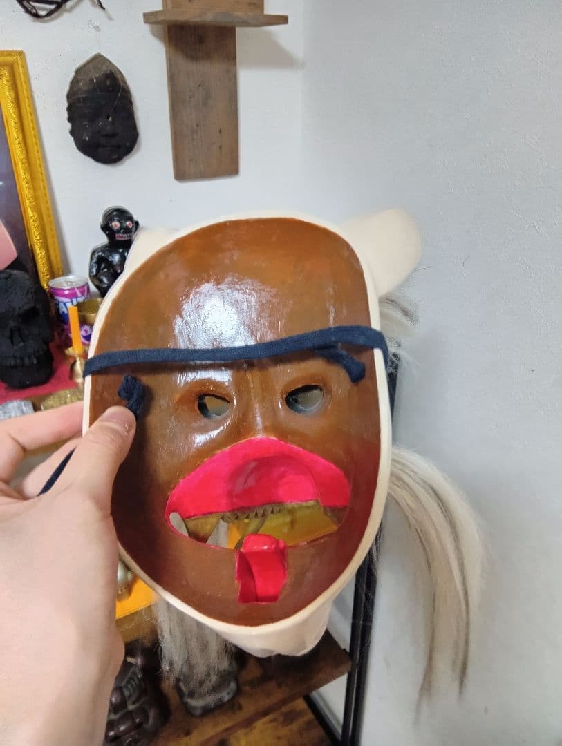 狐面(悪狐) 木彫 彫刻 祭り お面 仮面 伝統芸能