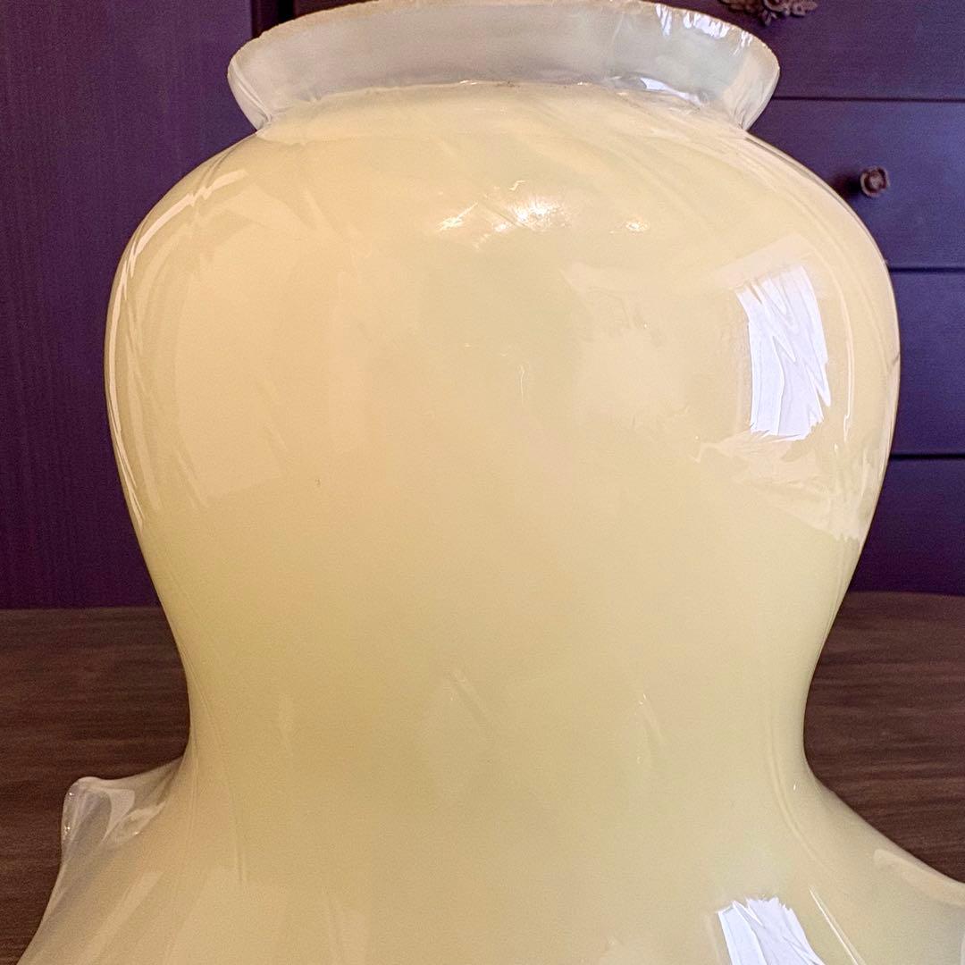 ヴァセリン　シェード　フランスアンティーク　ウランガラスシェード　 L