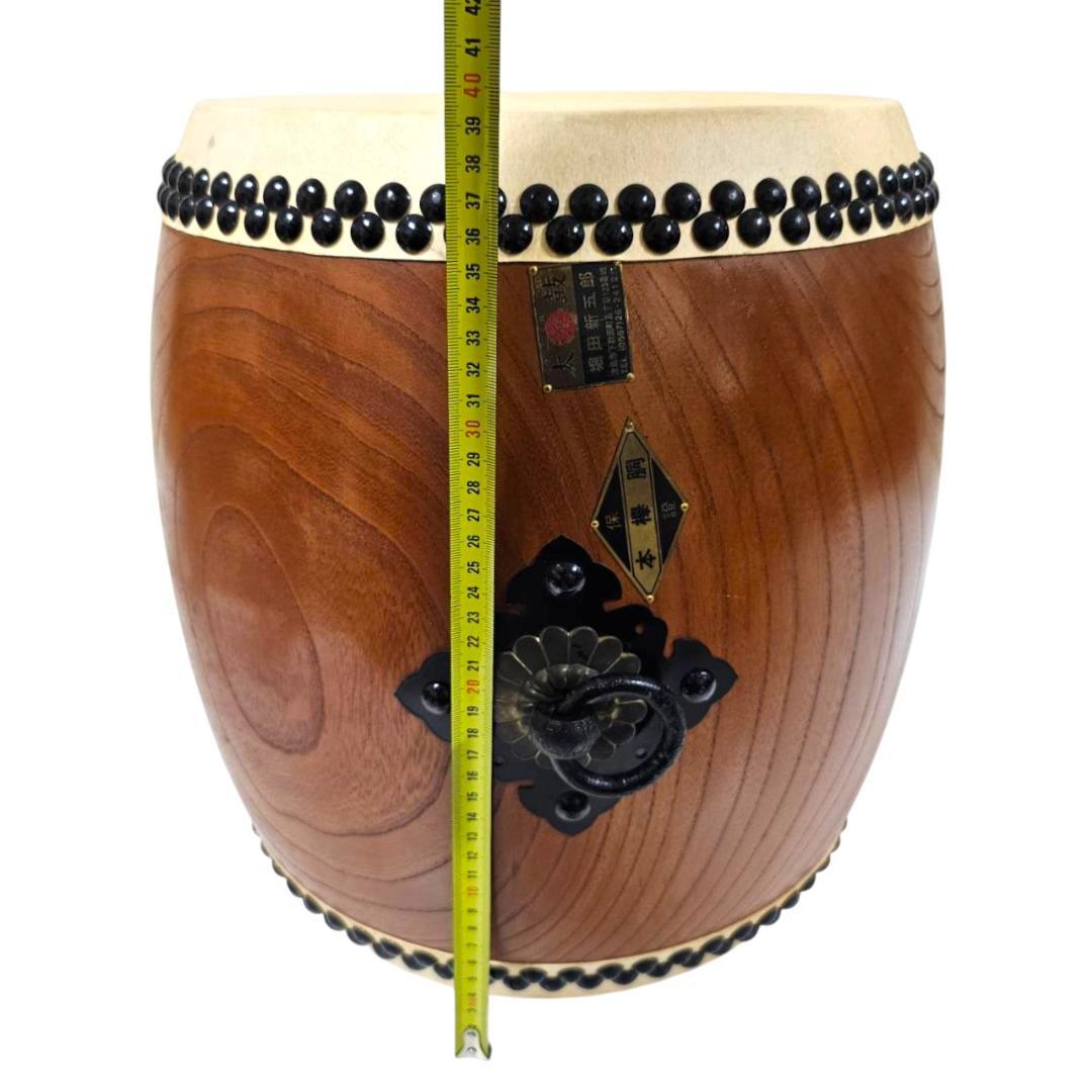 【希少】本欅 宮太鼓 1尺×1尺3寸 堀田新五郎 台バチ付 銘板 長胴太鼓