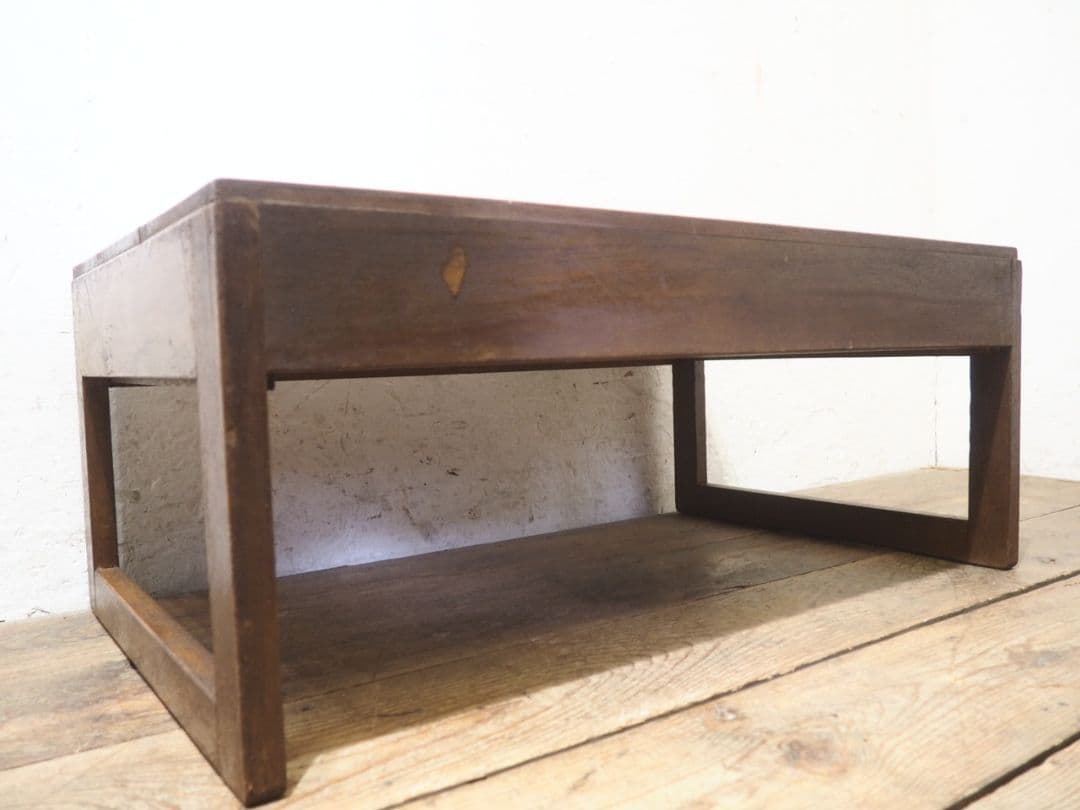 1208　アンティーク　文机　ローテーブル　座卓　ちゃぶ台 レトロ　展示台　引出