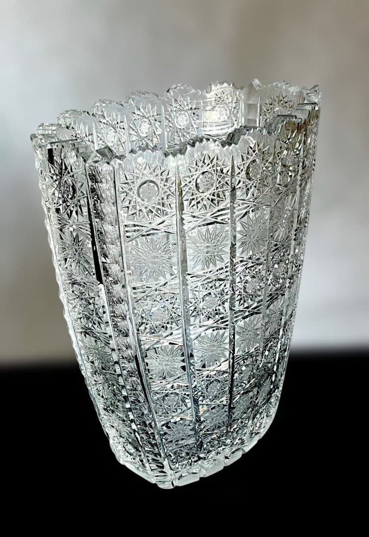 チェコ製 1970年代 ボヘミア ヴィンテージ クリスタル 花器