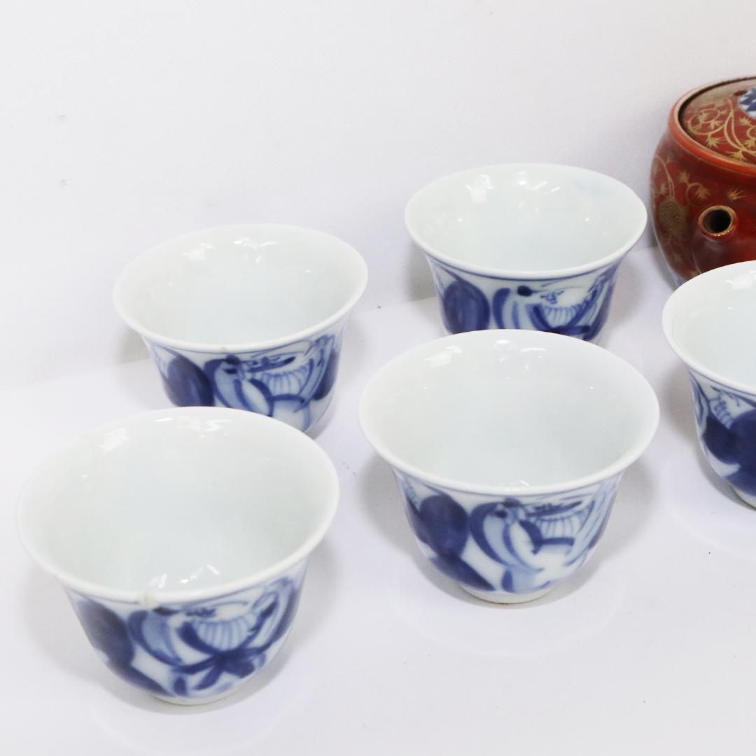 大日本永楽造 急須 湯呑み5客 セット 金彩 染付