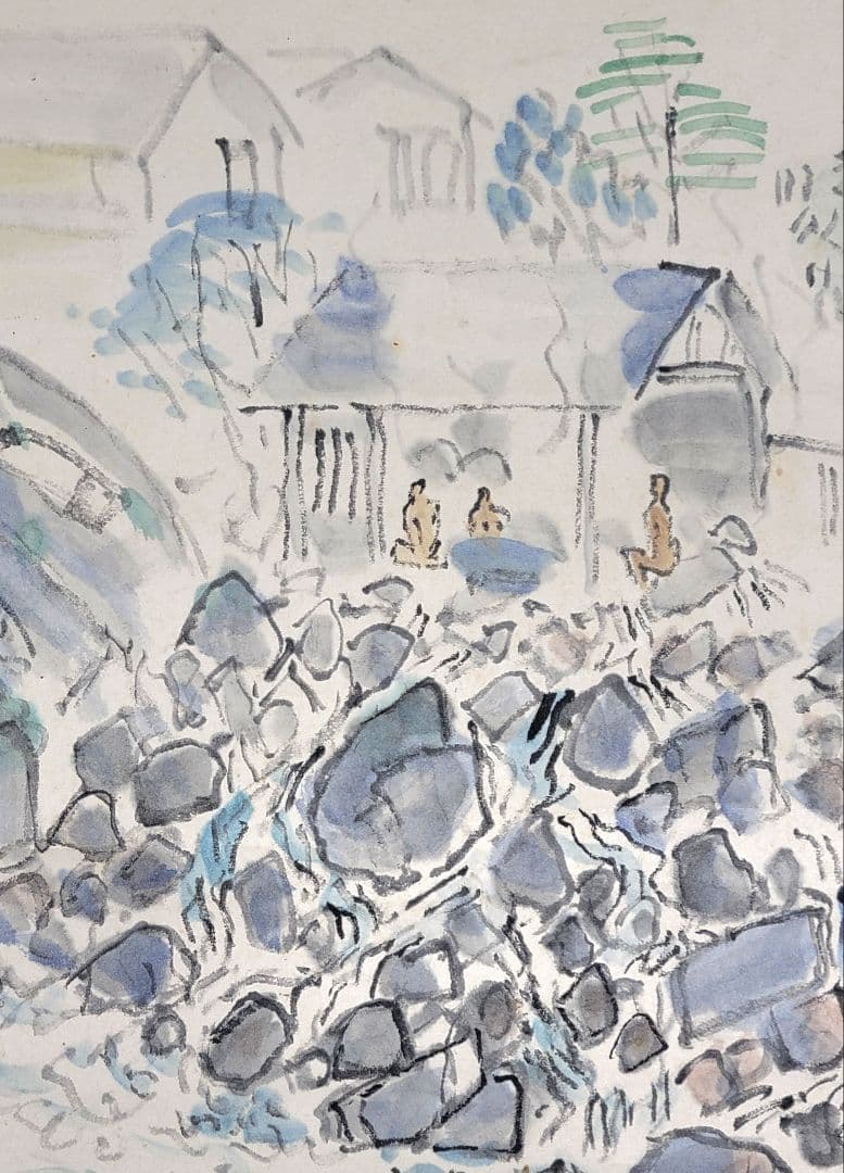 別府鉄輪温泉所見　茂銘　掛け軸　共箱　書画、骨董品、美術品