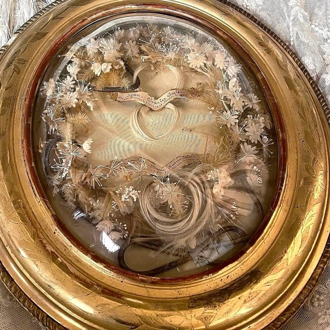 19世紀アンティークルリケール遺髪物