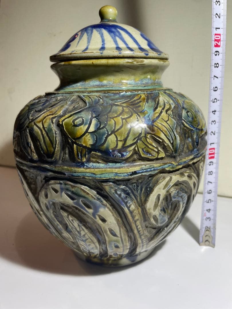 やちむん　琉球　琉球古典焼　かき落とし　壺