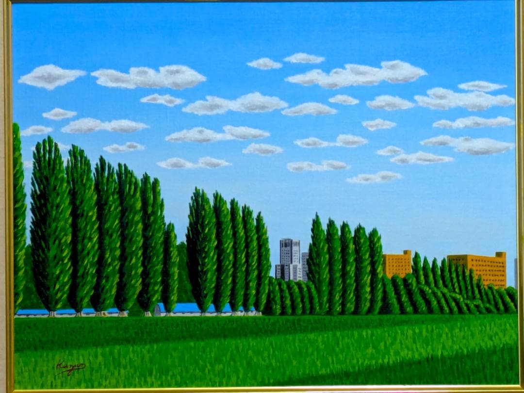 ★北海道大学ポプラ並木・肉筆油彩画・F6キャンバス