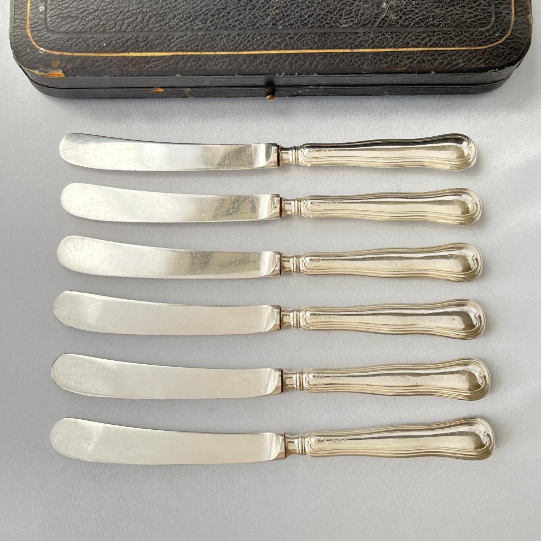 【Mappin & Webb】【純銀ハンドル】 ティーナイフ 6本 ケース