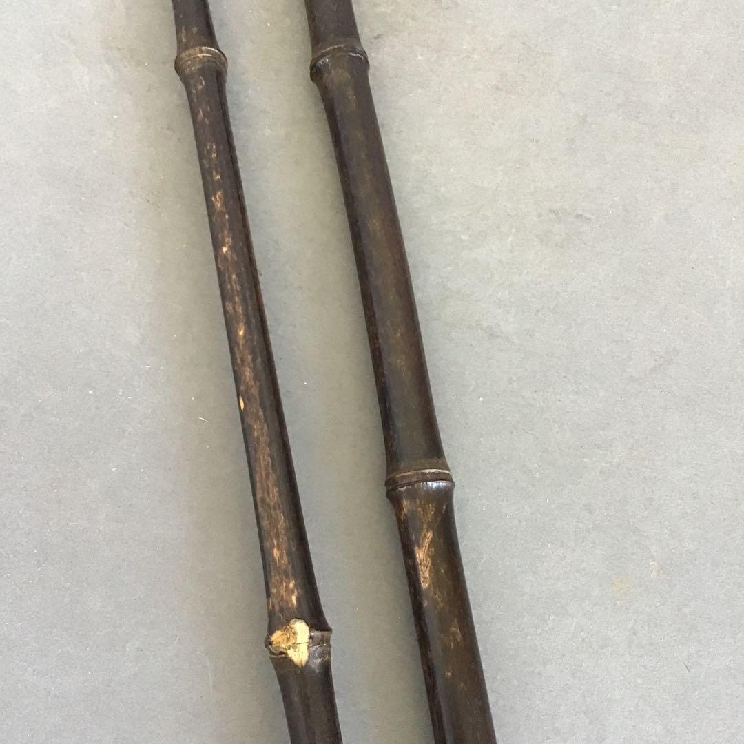 茶道具　掛軸掛け　矢羽津(矢筈)　黒竹　2段組み　金具付　紙箱　S1049KK