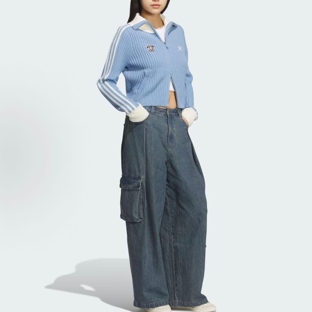 海外限定M Adidasジップアップ ニットジャケット KF0719