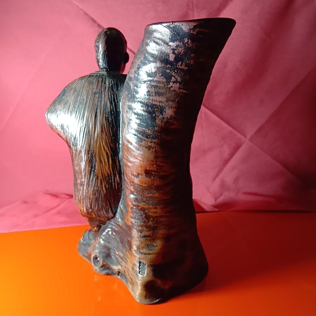 備前焼　骨董　珍品　児島高徳　小島高徳　花入　筆筒　人形