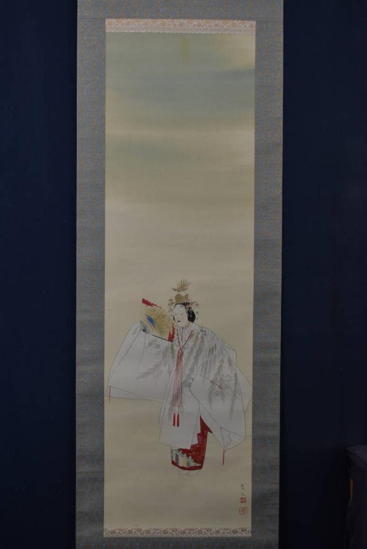 【真作】三宅凰白/能楽/羽衣図/掛軸/名家伝来/Z-987