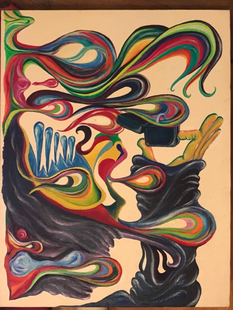 別れの雨　トリックアート　上下　カラフル　（アクリル絵の具）　送料無料