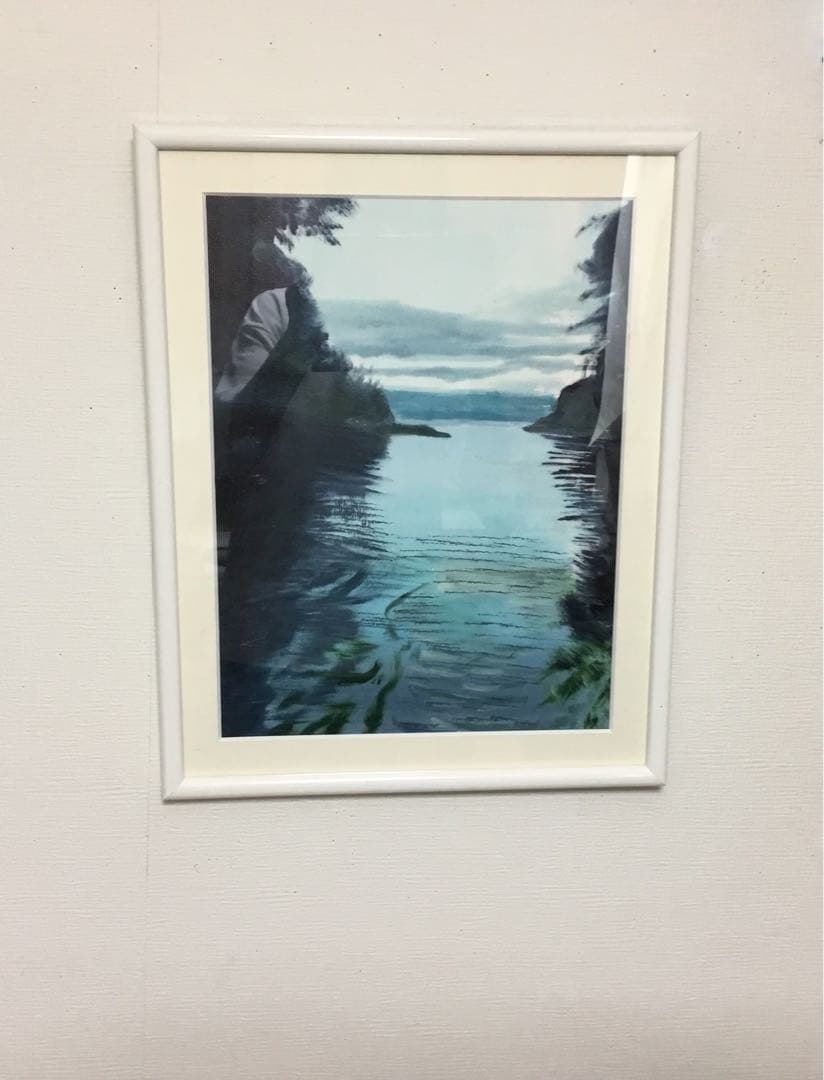 油彩画　「　入り江　」額入