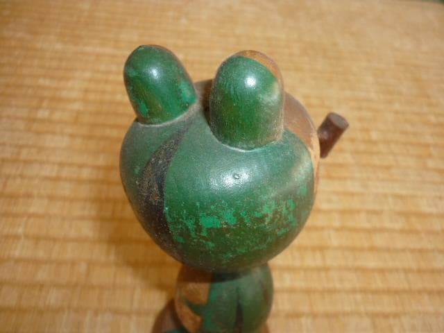 極希少 昭和30年代◆コーワ（興和）パイプをくわえる木製首振りカエル コロちゃん