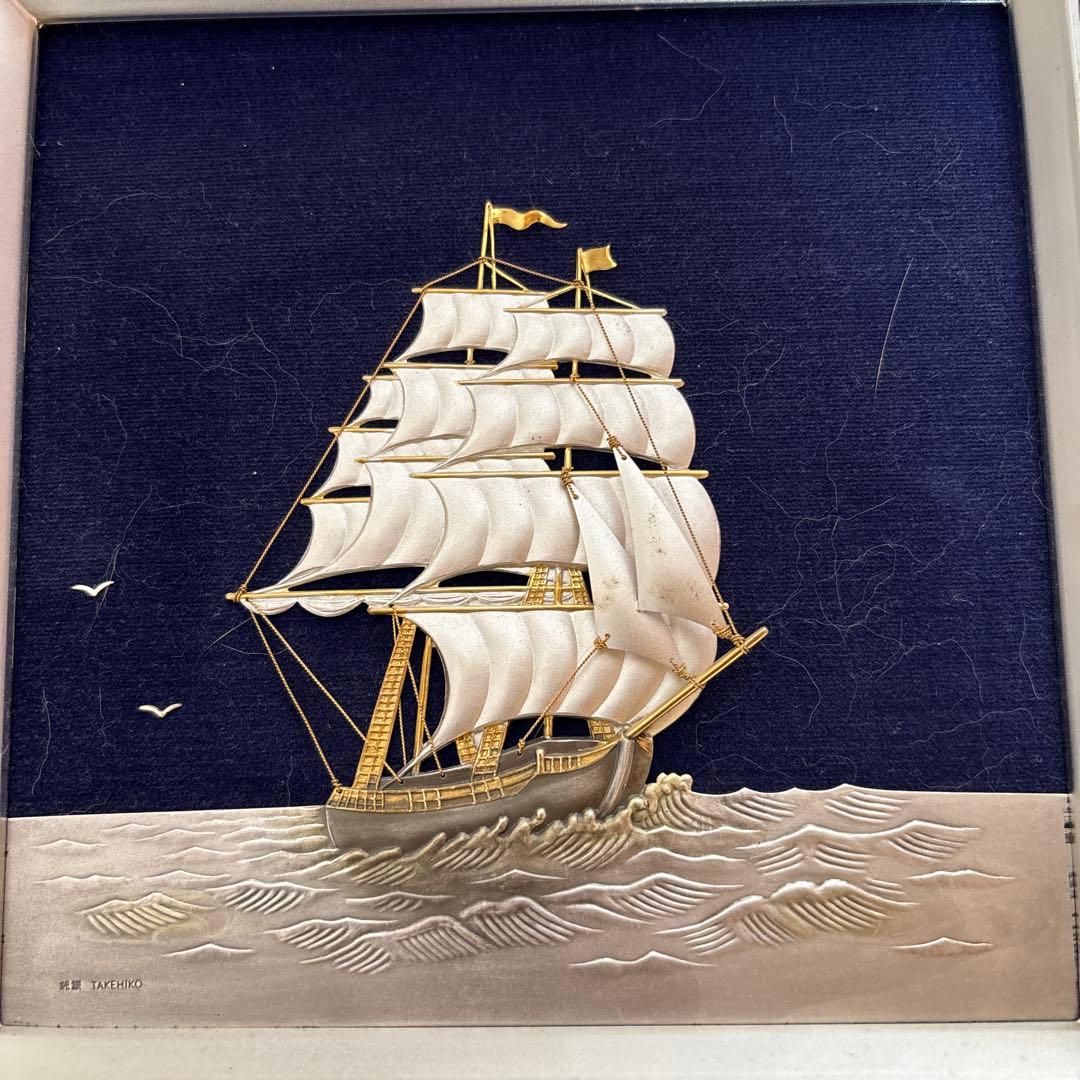 金属美術工芸品TAKEHIKO (武比古作) 帆船　　純銀　silver