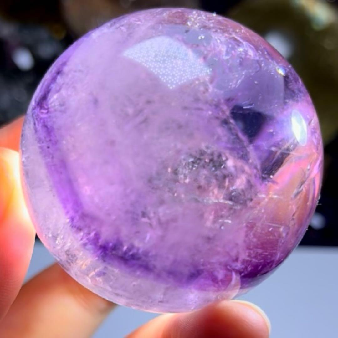 超絶綺麗✨52mm 虹入りアメジスト　丸玉　スフィア　紫水晶