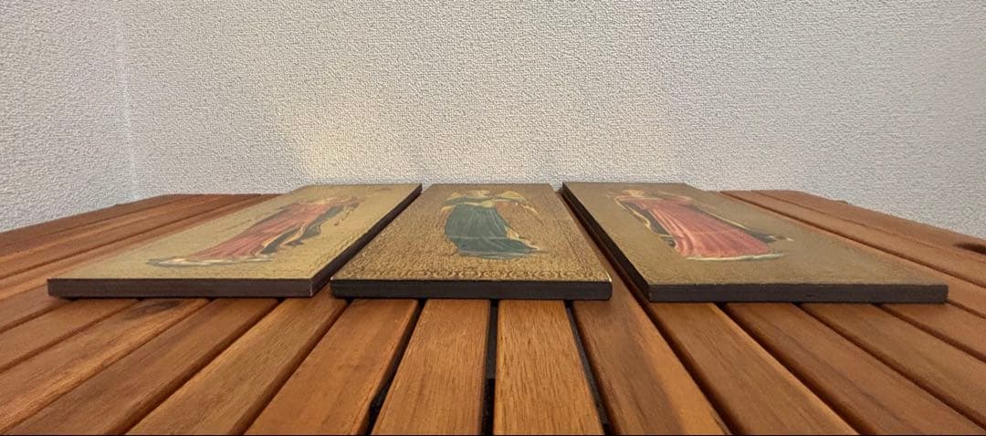 【30cm】 3枚セット ヴィンテージ イコン画 イタリア 木製画 宗教画 板画