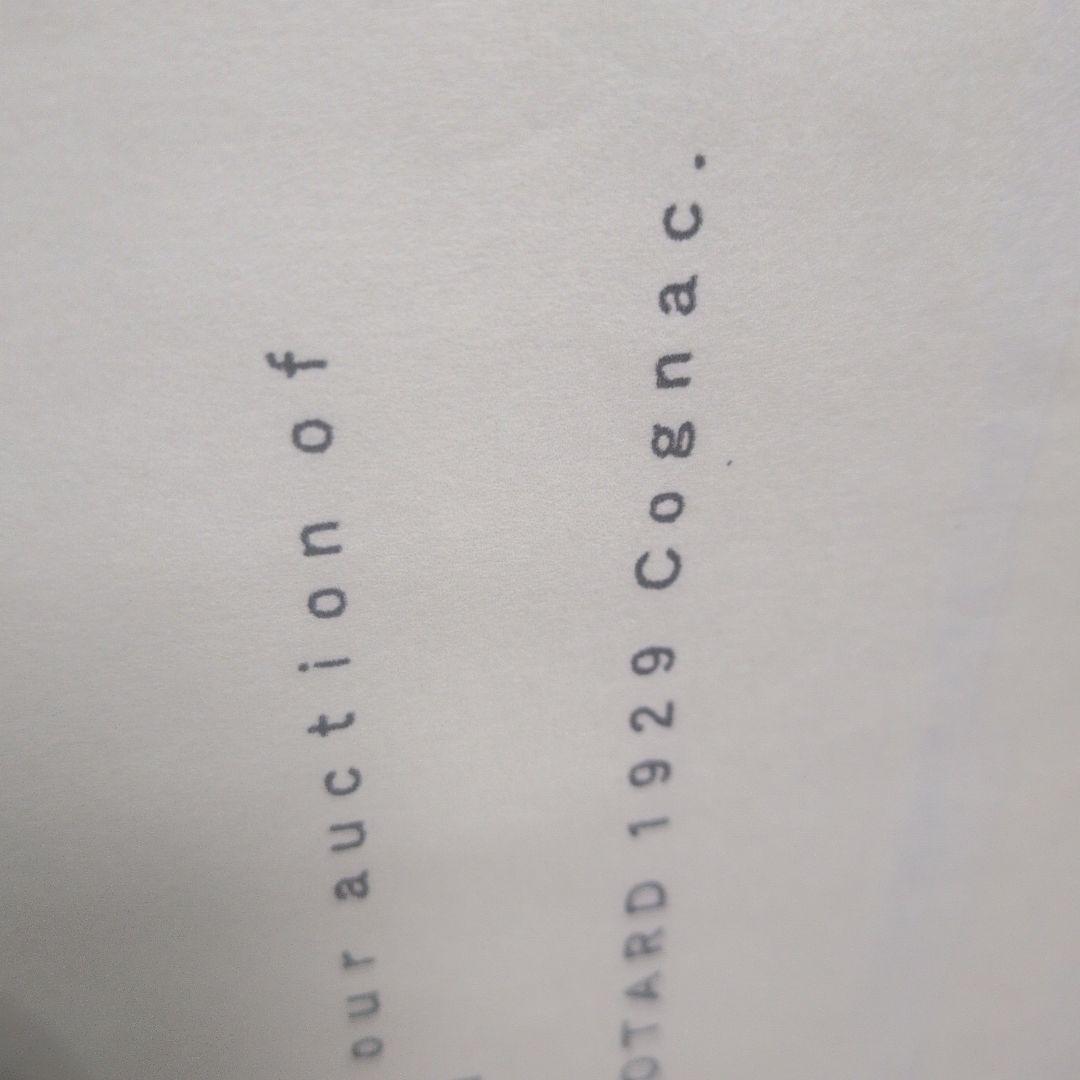 １９２９年コニャック、オタール　クリスティーズ　オークション。